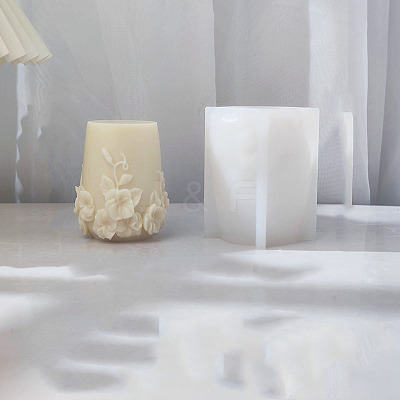 DIY Jar with Flower Shape Silicone Candle Molds CAND-PW0014-11A-1