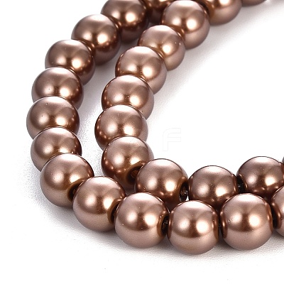 Baking Paint Pearlized Glass Pearl Round Bead Strands HY-Q330-8mm-30-1