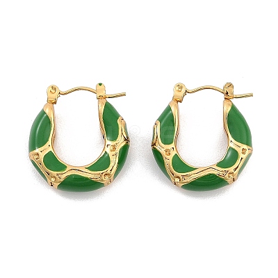 304 Stainless Steel Enamel Hoop Earrings EJEW-Z079-01G-01-1