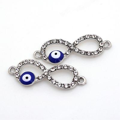 Alloy Rhinestone Evil Eye Links connectors ALRI-S161-09P-1