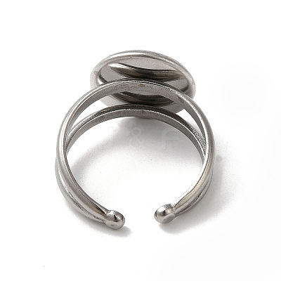 Non-Tarnish 304 Stainless Steel Cuff Ring Settings STAS-E202-02C-P-1