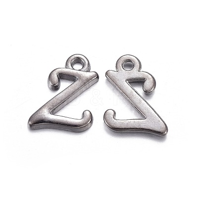 Gunmetal Plated Alloy Letter Pendants PALLOY-P097-03-Z-1