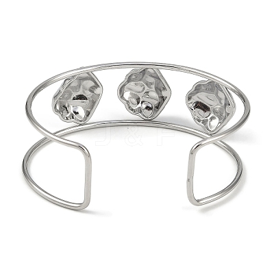 Non-Tarnish 304 Stainless Steel Wide Textured Open Cuff Bangles BJEW-Q348-05P-12-1
