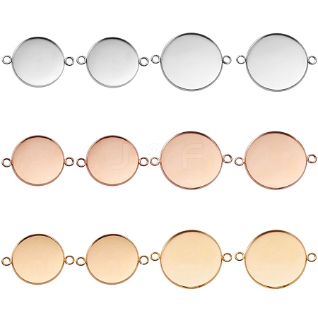 12Pcs 6 Style 304 Stainless Steel Cabochon Connector Settings STAS-SZ0001-42-1