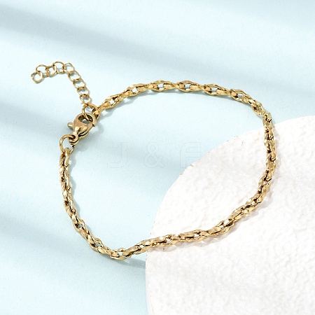 3MM 304 Stainless Steel Twisted Oval Link Chain Bracelets for Man and Women SA-CBAB767-17A-G-1