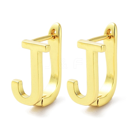 Brass Letter Stud Earrings for Women EJEW-A038-01J-G-1