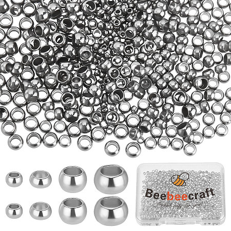 Beebeecraft 800Pcs 4 Styles 304 Stainless Steel Spacer Beads STAS-BBC0001-37P-1
