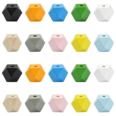 20Pcs 10 Colors Wood Beads WOOD-FS0002-57-1