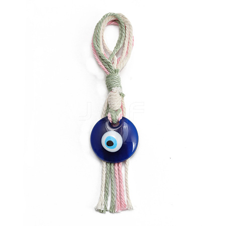 Flat Round with Evil Eye Resin Pendant Decorations LS-EVIL-PW0002-12D-03-1