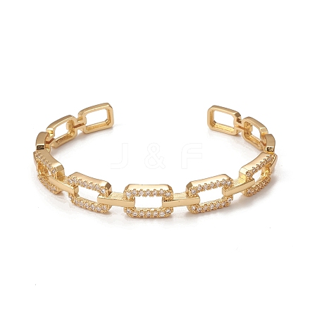 Rack Plating Brass Micro Pave Cubic Zirconia Cuff Bangles BJEW-E071-27G-1