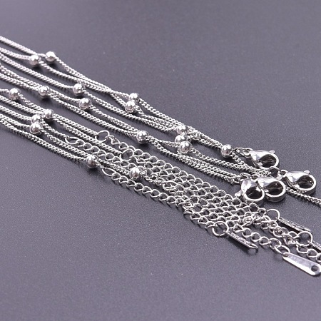 Non-Tarnish 1.5mm Unisex 304 Stainless Steel Satellite Chains Necklaces GC8699-1-1