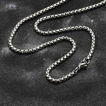Non-Tarnish 304 Stainless Steel Box Chain Necklaces NJEW-O110-05H-P-1