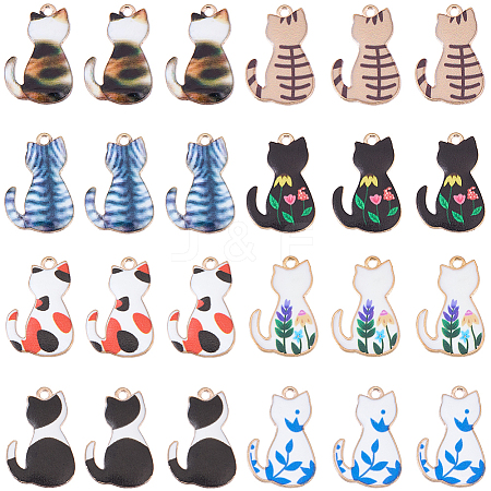 32Pcs 8 Colors Alloy Enamel Pendants ENAM-SC0006-04-1