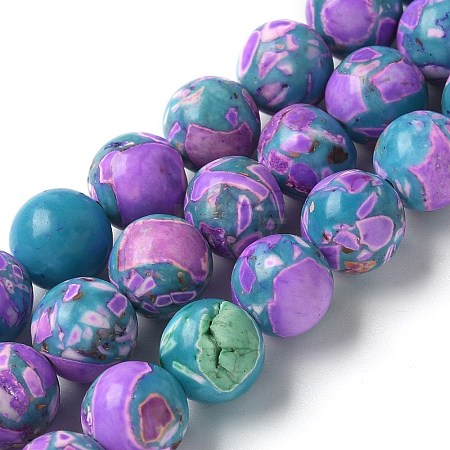 Dyed Synthetic Imperial Jasper Beads Strands G-C168-02D-1