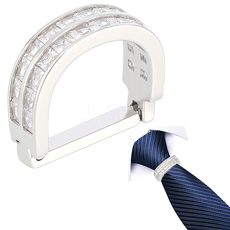 Brass Pave Clear Cubic Zirconia Tie Clips AJEW-WH20020-700P-1
