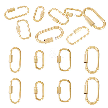 8Pcs 4 Styles 304 Stainless Steel Locking Carabiner STAS-TA0005-53-1