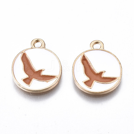 Light Gold Plated Alloy Enamel Pendants ENAM-T009-78A-RS-1