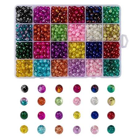 24 Colors Transparent Crackle Glass Beads CCG-X0011-03-6x8mm-1
