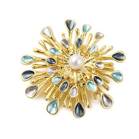 Flower Alloy Brooches JEWB-I034-40G-1