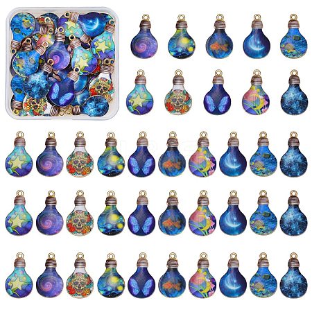 40Pcs 10 Colors Alloy Printed Pendants FIND-SZ0003-47-1