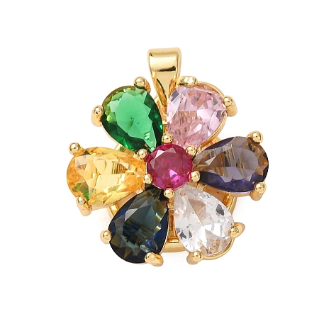 Brass Pave Colorful Cubic Zirconia Pendants CU-CBAF7AF-03B-G-1
