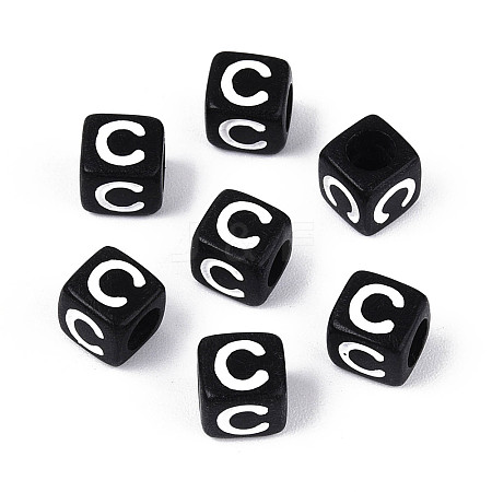 Initial Acrylic Horizontal Hole Beads OACR-ZX006-35C-1