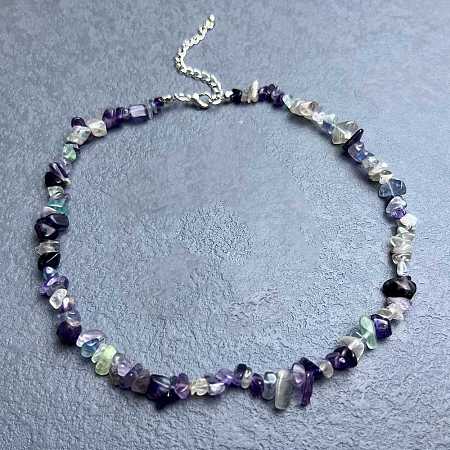 Natural Fluorite Chip Beaded Necklaces for Women IW6789-13-1