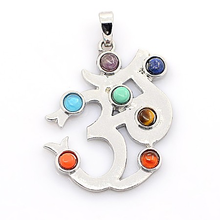 Vintage Chakra Jewelry Brass Mixed Stone Pendants X-G-I114-01-1