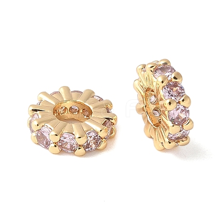 Brass Micro Pave Cubic Zirconia Beads KK-A253-11G-03-1