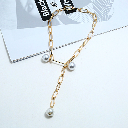 Fashionable Iron Paperclip Chains Necklaces ZP4489-1