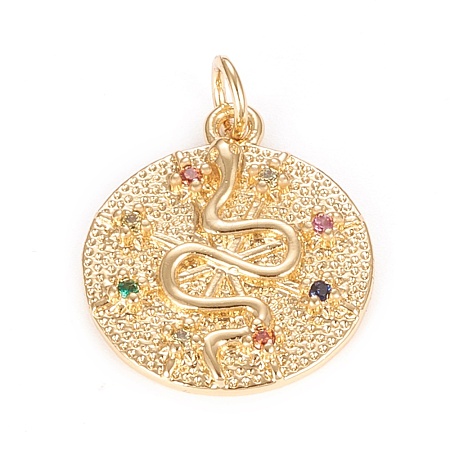 Brass Micro Pave Cubic Zirconia Pendants KK-O126-06G-1