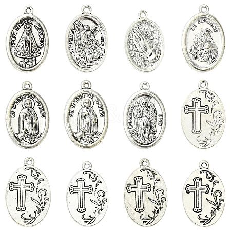 60Pcs 6 Styles Religion Tibetan Style Alloy Pendants FIND-CJ0005-79-1