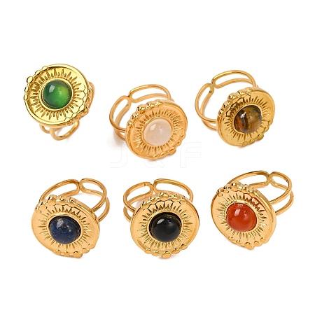 Natural Mixed Stone Finger Rings RJEW-Q822-28G-1