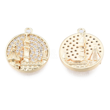 Brass Micro Pave Clear Cubic Zirconia Pendants KK-N216-566LG-1