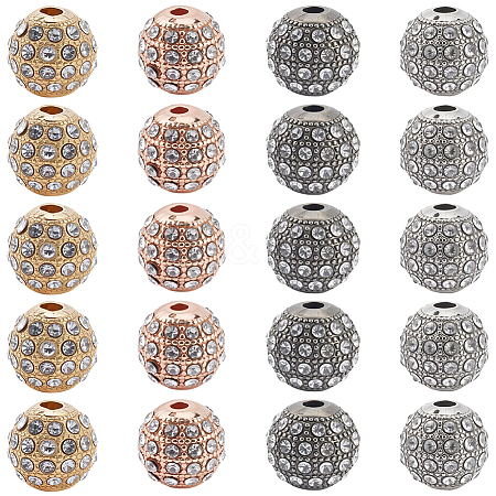 20Pcs 4 Colors Alloy Rhinestone Beads FIND-PA0001-20-1