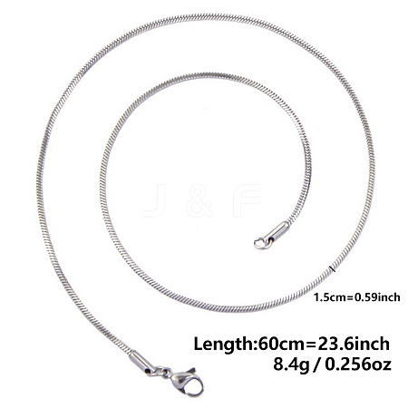 Non-Tarnish 1.5mm Unisex 304 Stainless Steel Snake Chains Necklaces ZV2766-7-1