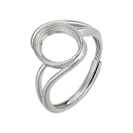 1Pc Rhodium Plated 925 Sterling Silver Adjustable Ring Components FIND-PH0023-51-1