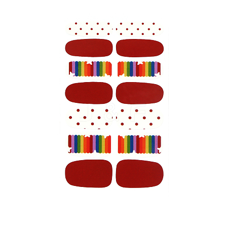 Rainbow Polka Dot Style Full Cover Nail Wraps Stickers MRMJ-T040-267-1