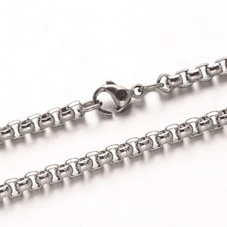 304 Stainless Steel Box Chain Necklaces NJEW-M124-08P-1