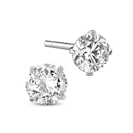 SHEGRACE Rhodium Plated 925 Sterling Silver Four Pronged Ear Studs JE420A-03-1