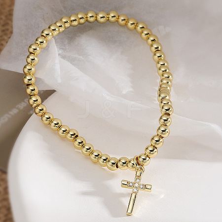 Brass Micro Pave Clear Cubic Zirconia Charm Bracelets WG86A15-07-1
