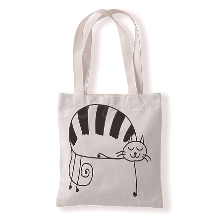 Cute Cat Printed Canvas Women's Tote Bags PW-WGD6880-03-1