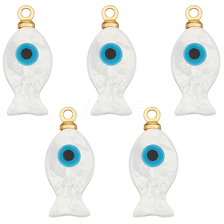 5Pcs Natural White Shell Pendants SHEL-BC0001-051-1