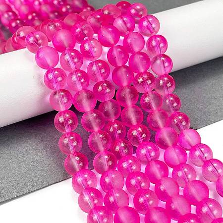 Frosted Transparent Glass Bead Strands X1-GLAA-P065-8mm-11-1
