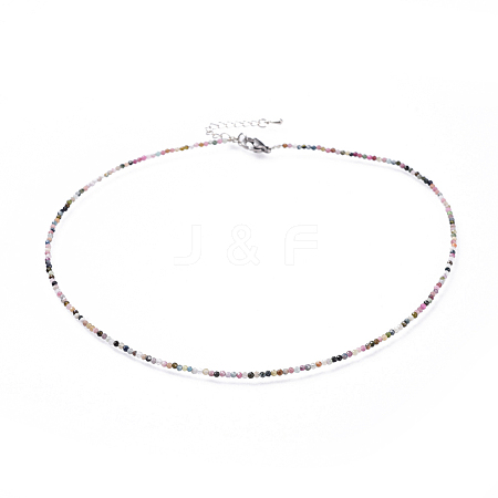 Natural Tourmaline Beaded Necklaces NJEW-JN02492-08-1
