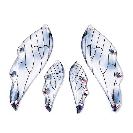 Transparent Epoxy Resin Pave Rhinestone Big Pendants RESI-TAC0021-97B-1