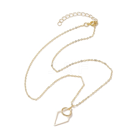 Brass Round with Rhombus Pendant Necklace NJEW-JN04698-1