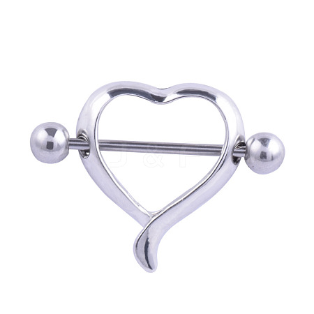 316L Surgical Stainless Steel Heart Nipple Rings WG15661-01-1