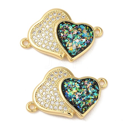 Rack Plating Brass Micro Pave Clear Cubic Zirconia Connector Charms KK-P268-20G-01-1