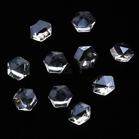 Hexagon Transparent Glass Cabochons MRMJ-T009-110-1